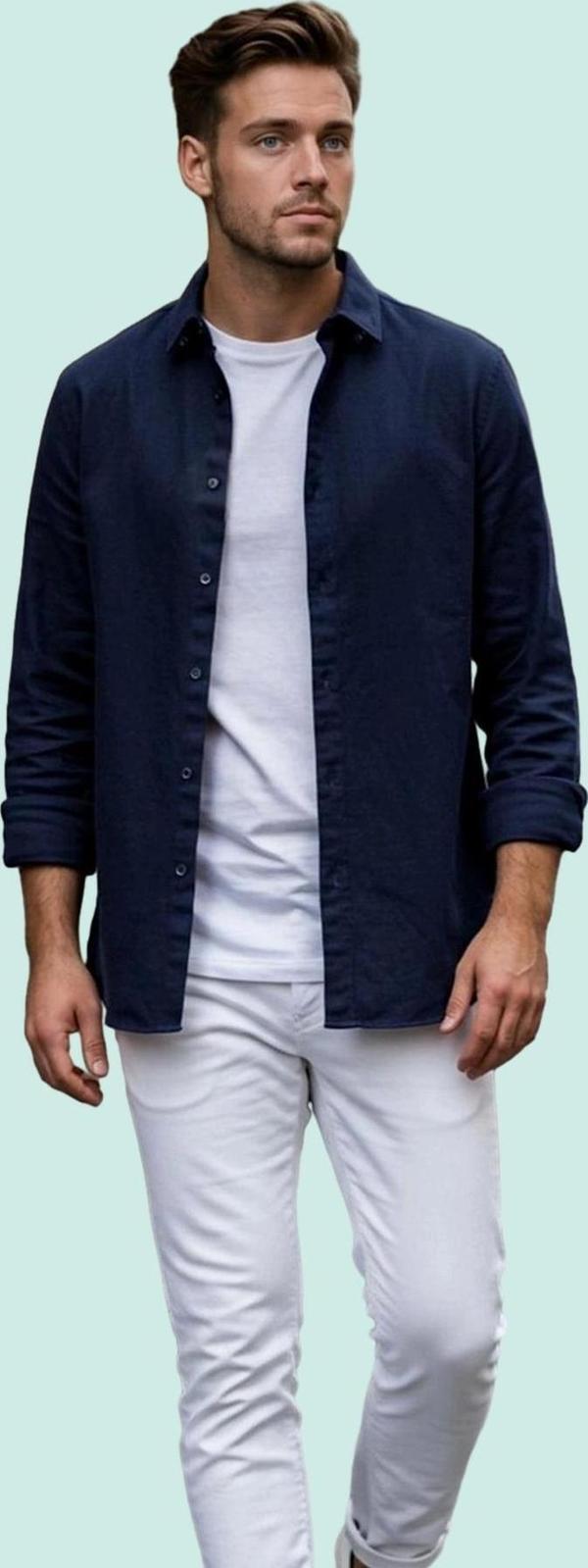 Erkek Pamuklu Keten Karışımlı Gömlek; Günlük Şıklık İçin Regular Fit Yaz Aylarının Vazgeçilmezi - Image 1