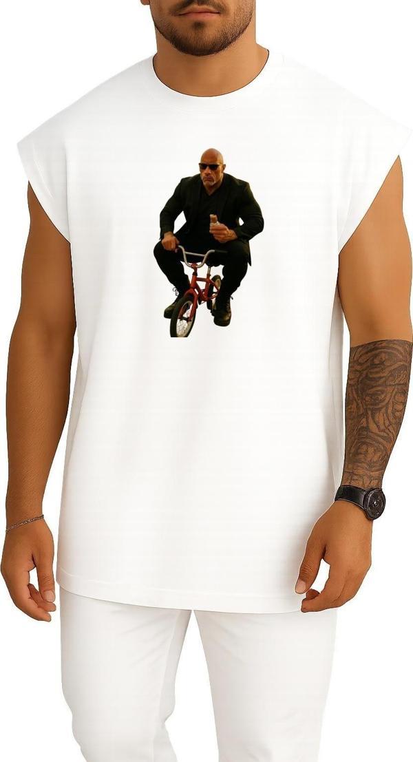Oversize Dwayne Johnson On A Bike Göğüs Tasarımlı Unisex Spor Atlet - Image 1