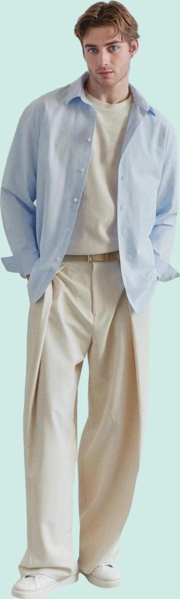 Erkek Modern Dokuma Pamuk Polyester Nakışlı Gömlek Yaz Mevsimine Özel Stilin Buluştuğu Yer - Image 1