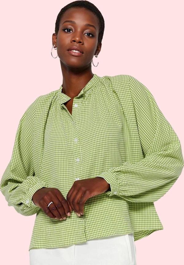 Kadın Kareli Desenli Oversize Gömlek Hakim Yaka Rahat Günlük Stil Yaz Aylarının Vazgeçilmezi - Image 1