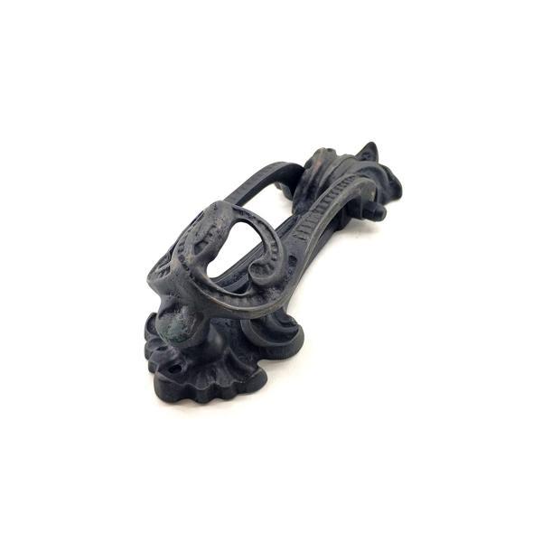 Antika Tarz Dekoratif Pirinç Doğa Kapı Tokmağı, Taktak - 205x73 mm, Oksit - Image 1