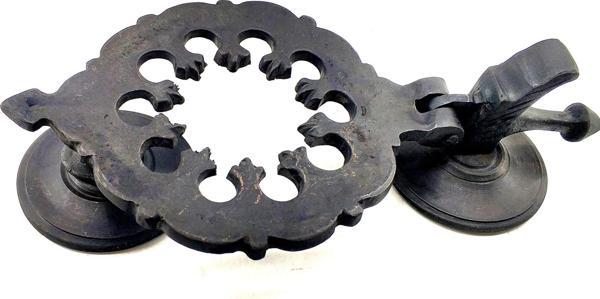Antika Tarz Dekoratif Pirinç Osmanlı Kapı Tokmağı, Taktak - 265x75mm, Oksit - Image 1