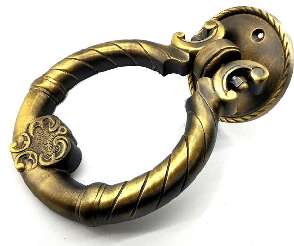 Antika Tarz Dekoratif Pirinç Saray Kapı Tokmağı, Taktak - 97mm, Antik - Image 1