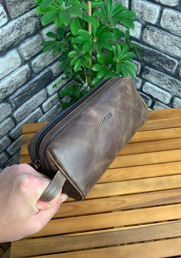 Guard Antik Kahverengi Unisex Hakiki Deri El Çantası P1792 - Image 1