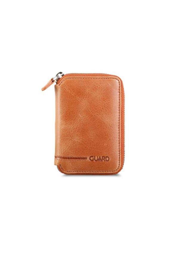 Guard Fermuarlı Antik Taba Hakiki Deri Mini Erkek Cüzdan P796 - Image 1