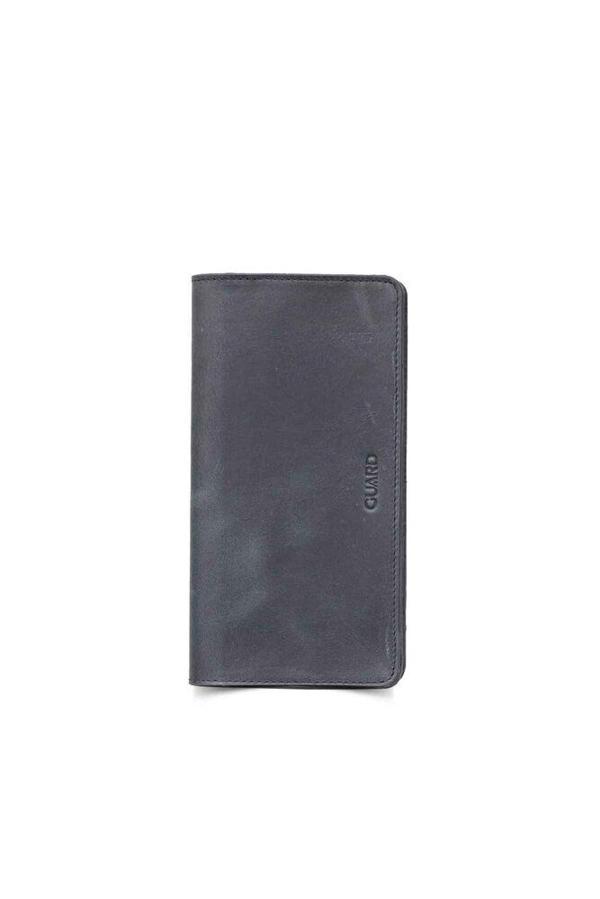 Guard Antik Siyah Telefon Girişli Hakiki Deri Erkek/Kadın Portföy Cüzdan P3047 - Image 1