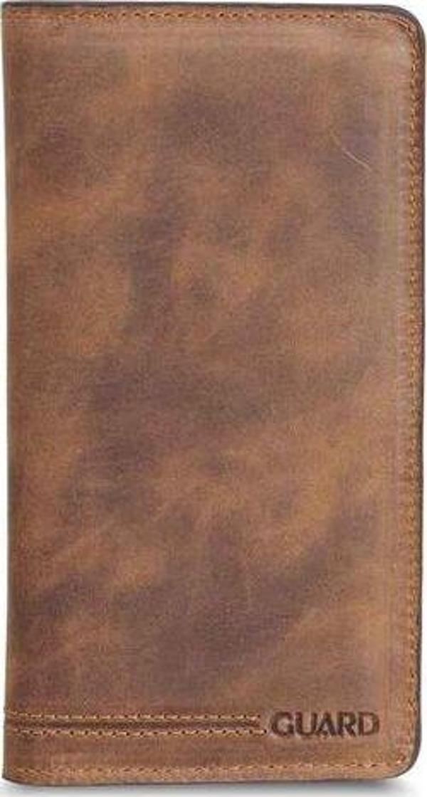 Guard Plus Telefon Girişli Crazy Taba Hakiki Deri Unisex Cüzdan P1420 - Image 1