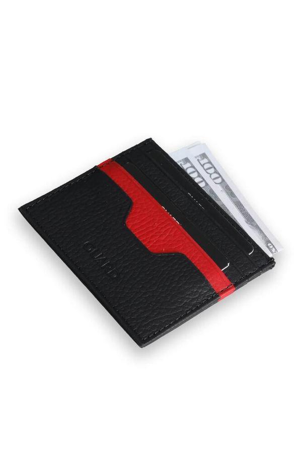Guard Siyah - Kırmızı Çift Renk Hakiki Deri Kartlık Erkek / Kadın P5334 - Image 1