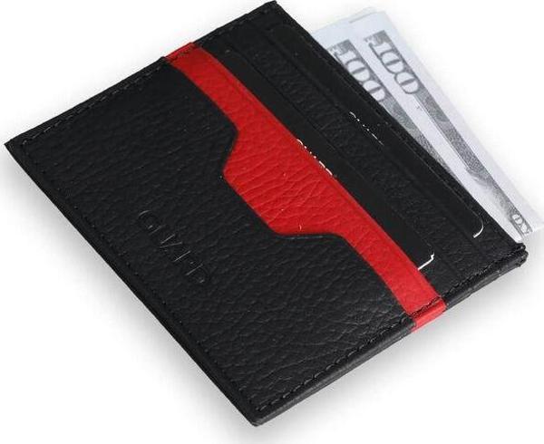 Guard Siyah - Kırmızı Çift Renk Hakiki Deri Kartlık Erkek / Kadın P5334 - Image 1