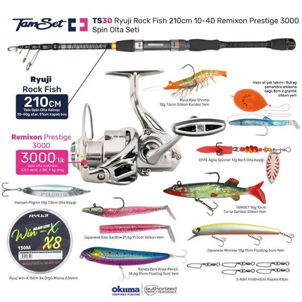 TAMSET Prestige 3000 Rock Fish 210cm Spin Olta Takımı Seti TS30 - Image 1