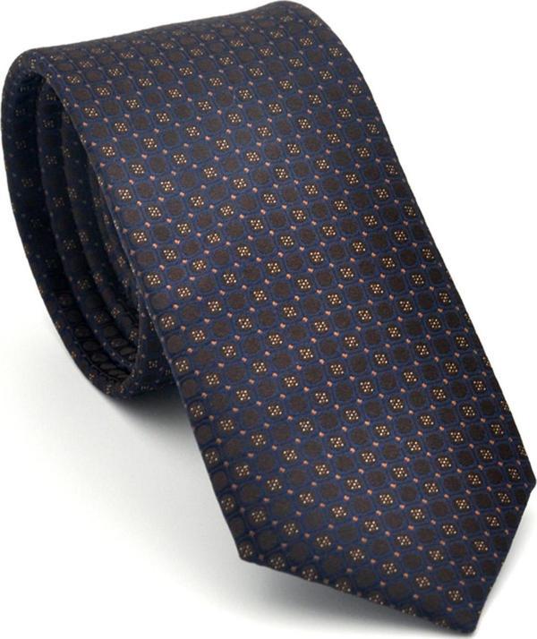 Bej Karışık Desenli Kahverengi Dokuma Kumaş Mendilli Slim Fit Kravat // SDK-2502-5 - Image 1
