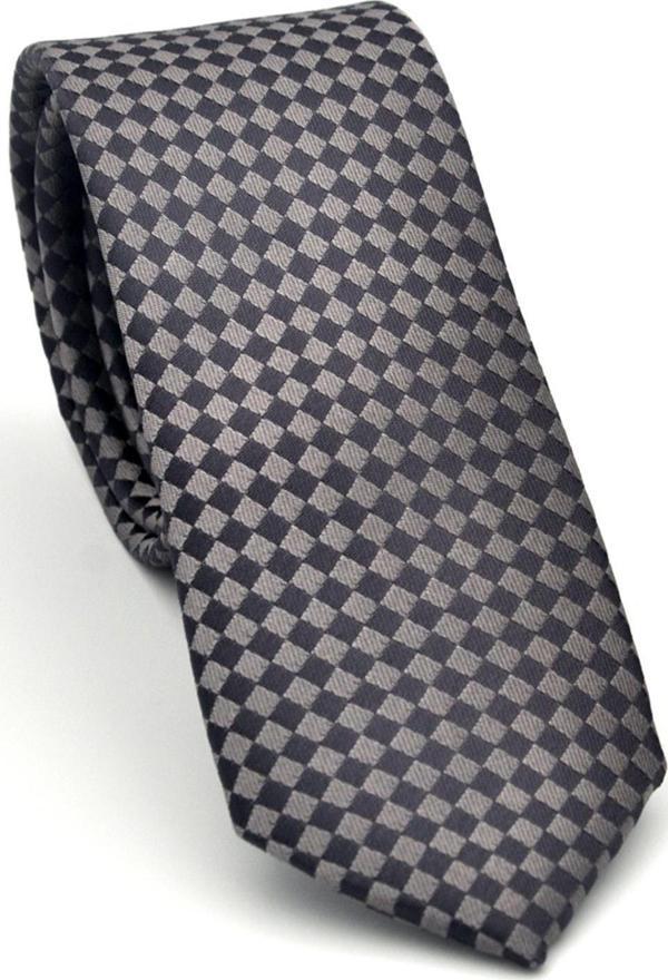Kahverengi Piti Kare Desenli Vizon Dokuma Kumaş Mendilli Slim Fit Kravat // SDK-2503-3 - Image 1