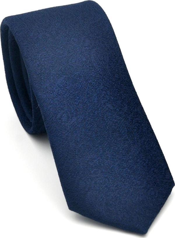 Şal Desenli Lacivert Dokuma Kumaş Mendilli Slim Fit Kravat // SDK-2508-2 - Image 1