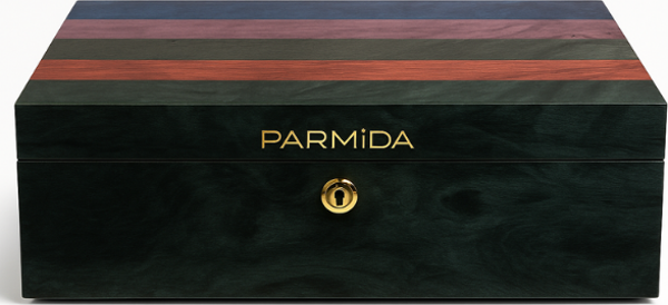 Parmida Çizgi Desenli Ahşap Sedir Humidor Puro Kutusu - Image 1