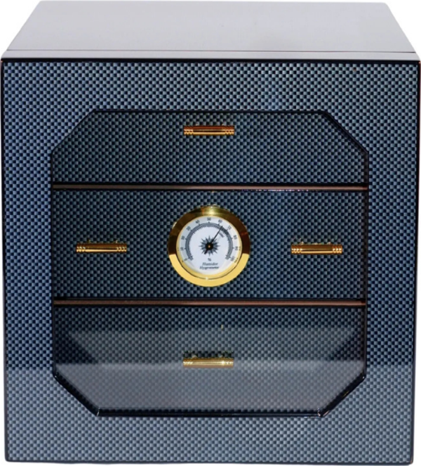 PremiumQuality Teresina Siyah Karbon Desenli Sedir Humidor Puro Kutusu - Image 1