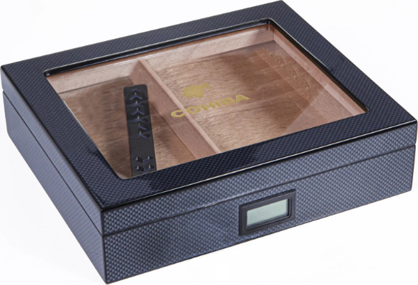 Cohiba Siyah Karbon Desenli Sedir Humidor Puro Kutusu - Image 1