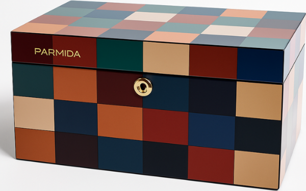 Parmida Dama Desenli Ahşap Sedir Humidor Puro Kutusu - Image 1