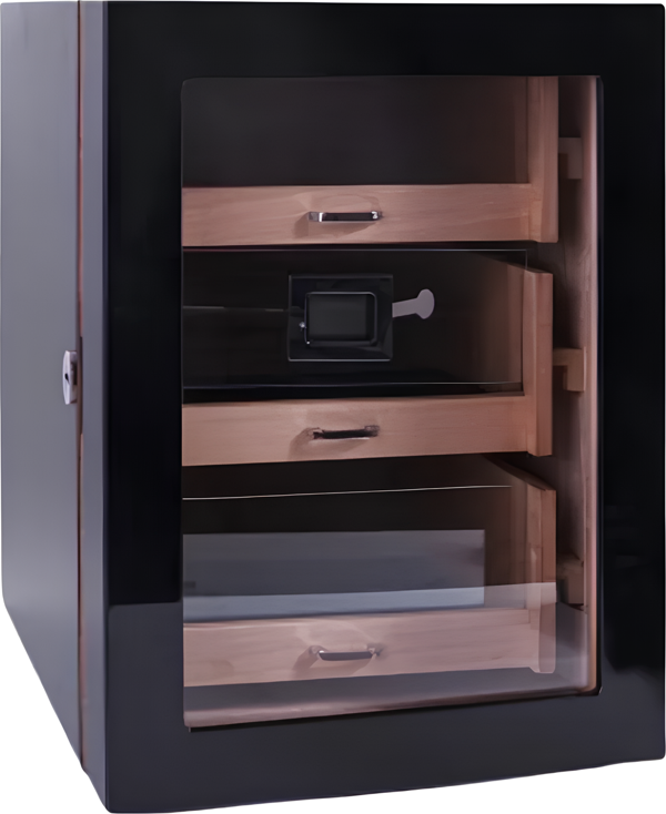 PremiumQuality Belgrano Siyah 3 Çekmeceli Sedir Humidor Puro Kutusu - Image 1