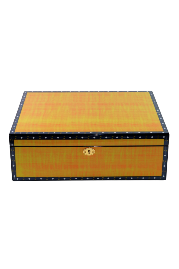 PremiumQuality Flamengo Sarı Desenli Sedir Humidor Puro Kutusu - Image 1