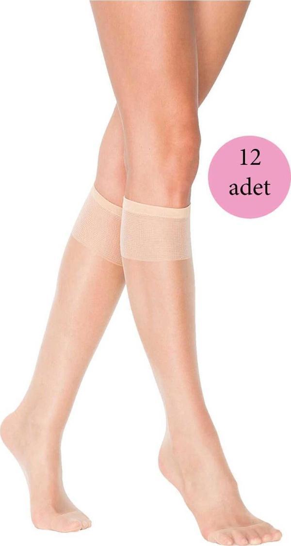 12 Adet Süper Ince 15 den Mat Pantolon Çorabı Açık Ten - Image 1