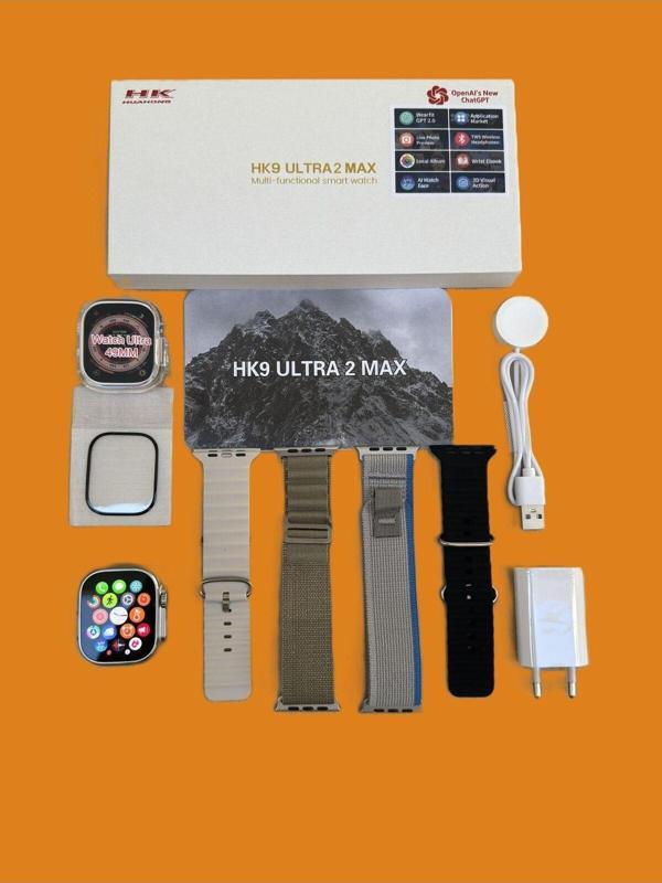 Hk9 Ultra2 Max 49mm Akıllı Saat Chat Gpt/dahili Hafıza/3d Animasyon Super Amoled Adaptörlü set - Image 1