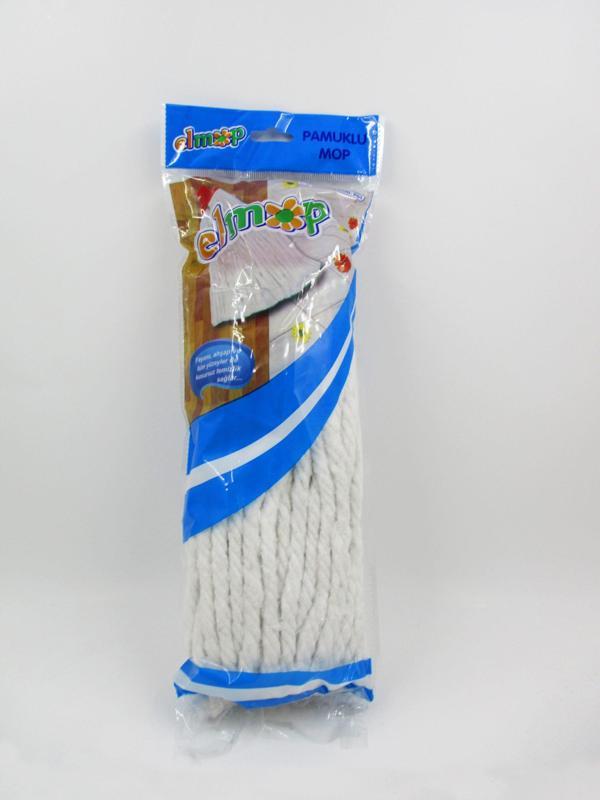 Elmop P02 Pamuklu Beyaz Islak Mop - Paspas Ucu - Vidalı Standart Yedek Mop Püskül - 1 Adet - Image 1