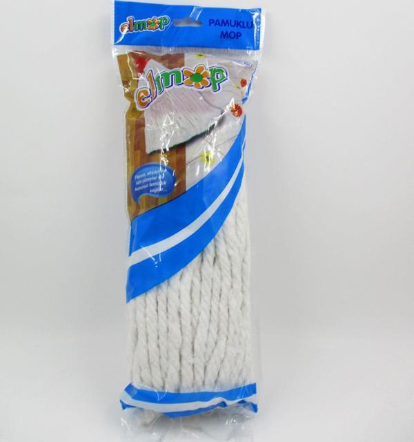 Elmop P02 Pamuklu Beyaz Islak Mop - Paspas Ucu - Vidalı Standart Yedek Mop Püskül - 1 Adet - Image 1