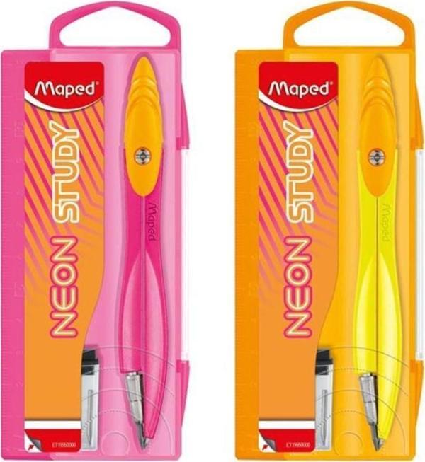 Study Uçlu Pergel + Uç Kutusu Neon (Karışık Renk 1 Adet) 199500 - Image 1