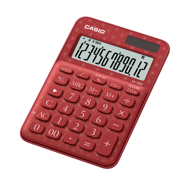 Casio Ms-20Uc-Jrd 12 Hane Kırmızı Desenli Masa Üstü Hesap Makinesi - Image 1