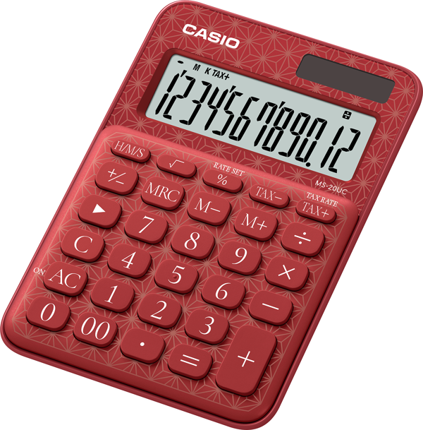 Casio Ms-20Uc-Jrd 12 Hane Kırmızı Desenli Masa Üstü Hesap Makinesi - Image 1