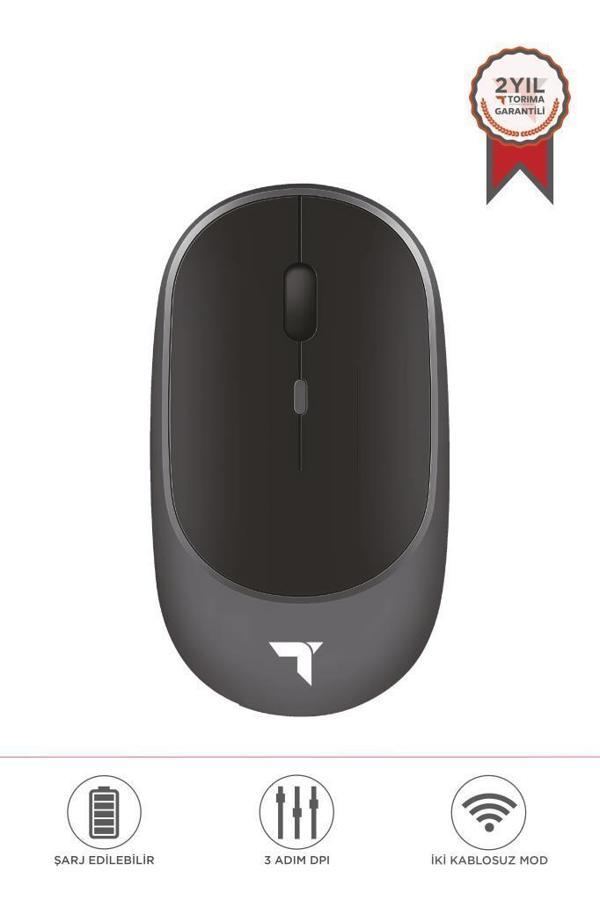 Torima TM-16 Gri Kablosuz Çift Modlu Sessiz Mouse Fare - Image 1