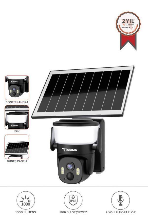 Torima CMR30 Siyah Şarjlı Duvar Lambası Görünümlü Dış Mekan Kamerası Akıllı IP Güneş Enerjili Kamera - Image 1