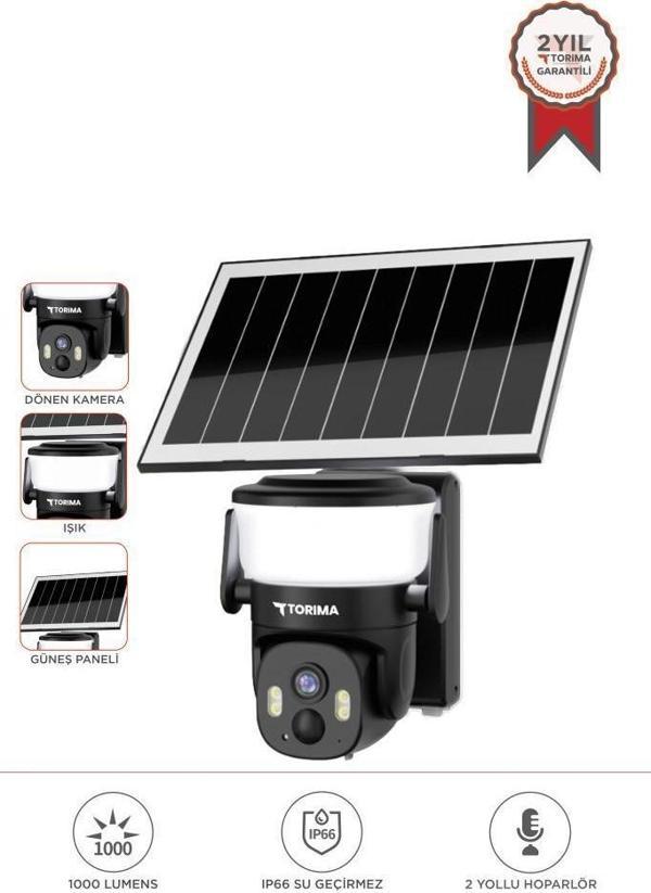 Torima CMR30 Siyah Şarjlı Duvar Lambası Görünümlü Dış Mekan Kamerası Akıllı IP Güneş Enerjili Kamera - Image 1