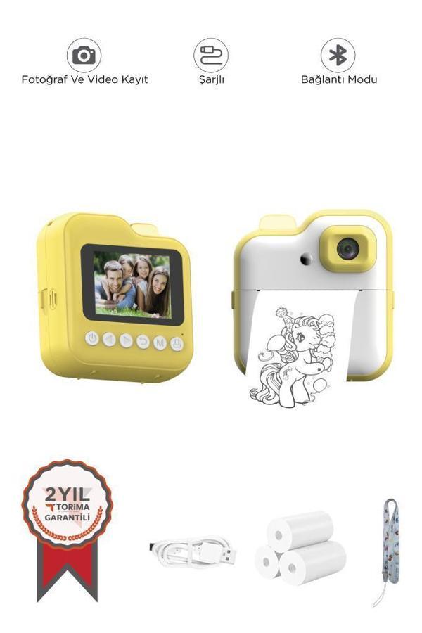 Torima TRM-CMR15 Sarı Dijital Video Kayıt Fotoğraf Çocuk Kamerası Anlık Termal Resim Kağıt Baskılı Yazıcı - Image 1