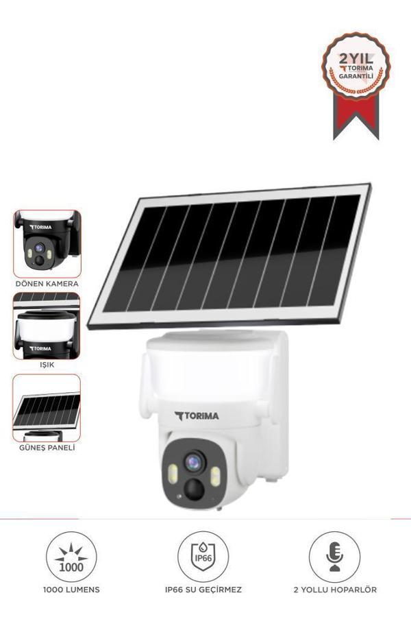 Torima CMR30 Beyaz Şarjlı Duvar Lambası Görünümlü Dış Mekan Kamerası Akıllı IP Güneş Enerjili Kamera - Image 1
