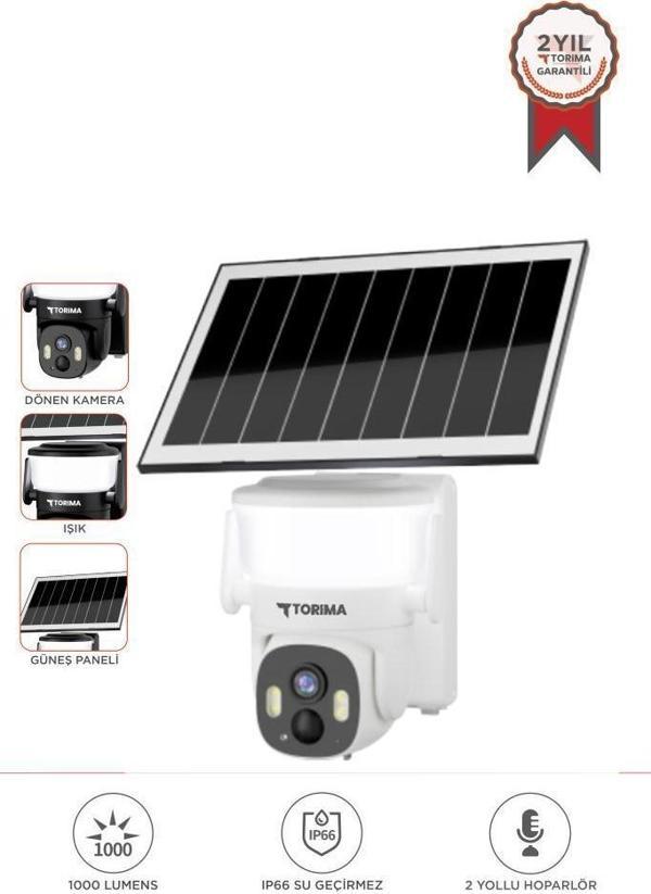 Torima CMR30 Beyaz Şarjlı Duvar Lambası Görünümlü Dış Mekan Kamerası Akıllı IP Güneş Enerjili Kamera - Image 1