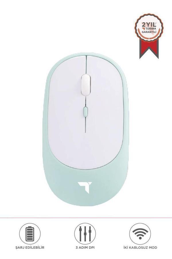 Torima TM-16 Mavi Kablosuz Çift Modlu Sessiz Mouse Fare - Image 1
