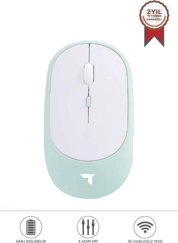 Torima TM-16 Mavi Kablosuz Çift Modlu Sessiz Mouse Fare - Image 1