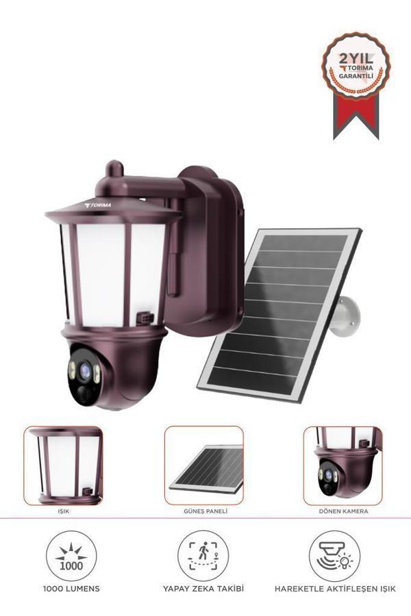 Torima CMR29 Şarjlı Duvar Lambası Görünümlü Gizli Dış Mekan Kamerası Akıllı IP Güneş Enerjili Kamera - Image 1