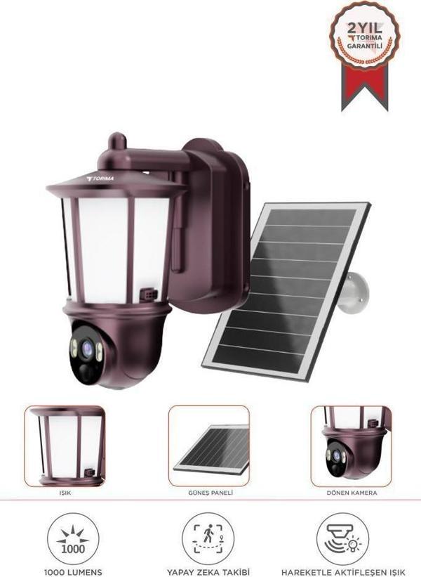 Torima CMR29 Şarjlı Duvar Lambası Görünümlü Gizli Dış Mekan Kamerası Akıllı IP Güneş Enerjili Kamera - Image 1