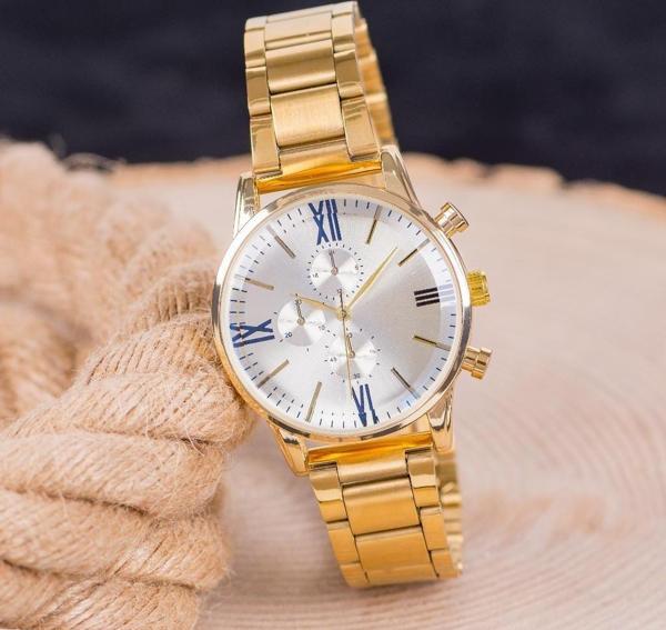Pinkoli Roma Rakamlı Sarı Renk Çelik Kordonlu Gold Renk Kasa Kadın Kol Saati ST-303991 - Image 1