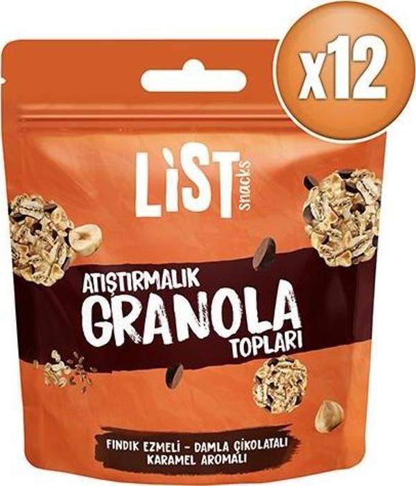 List Snacks Fındık Ezmeli Karamel Aromalı Granola Topları 12 x 30 g - Image 1