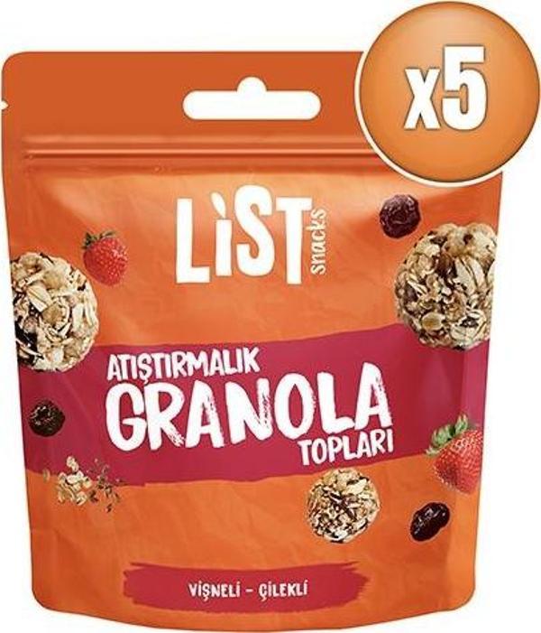List Snacks Vişneli Çilekli Granola Topları 5 x 30 g - Image 1