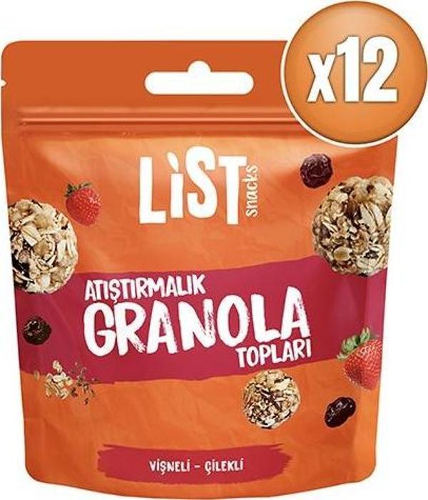 List Snacks Vişneli Çilekli Granola Topları 12 x 30 g - Image 1