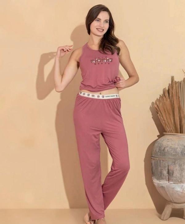 Boyraz 20615 Kadın Milan Kumaş Atlet Pijama Takımı - Image 1