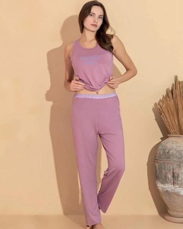 Boyraz 20604 Kadın Milan Kumaş Atlet Pijama Takımı - Image 1