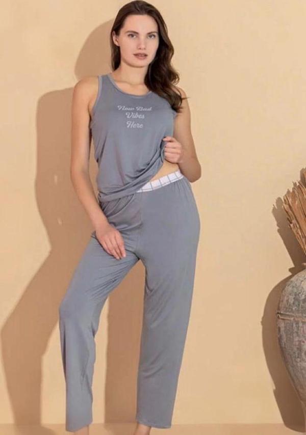Boyraz 20609 Kadın Milan Kumaş Atlet Pijama Takımı - Image 1