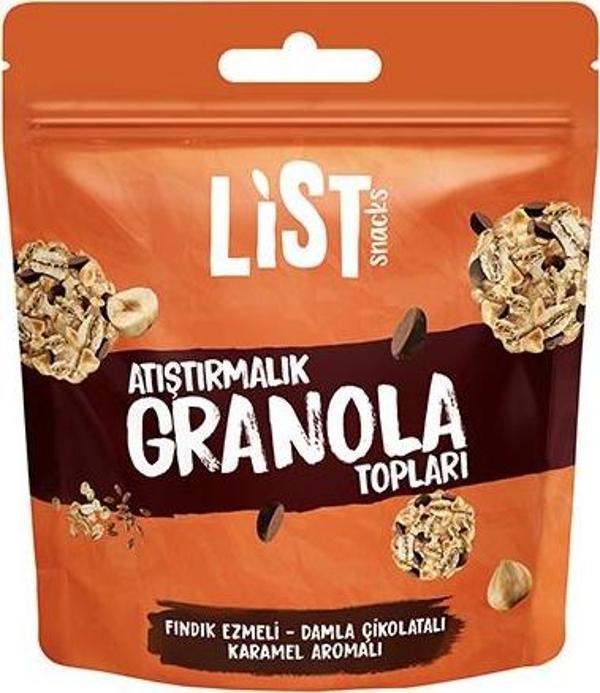 List Snacks Fındık Ezmeli Karamel Aromalı Granola Topları 30 g - Image 1