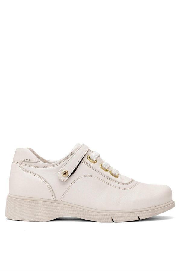 Mammamia D25Ya-3620 Kadın Hakiki Deri Casual Ayakkabı Krem - Image 1