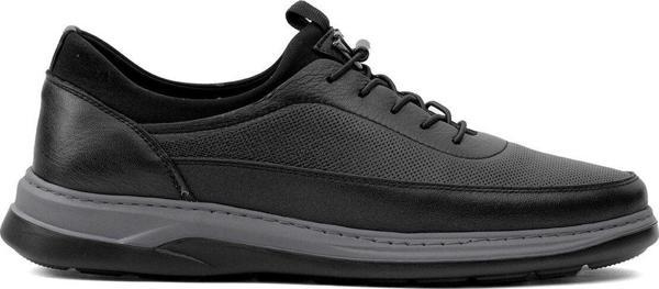 Voyager M201C Erkek Hakiki Deri Casual Ayakkabı Siyah - Image 1